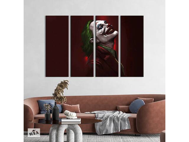 Модульная картина из 4 частей на холсте KIL Art Безумный злодей Джокер 89x53 см (721-41)