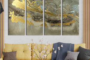 Модульная картина из 4 частей на холсте KIL Art Блестящий пепельный мрамор 209x133 см (42-41)