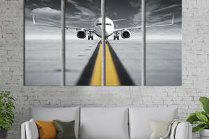 Модульная картина из 4 частей на холсте KIL Art Большой белый самолёт 209x133 см (109-41)