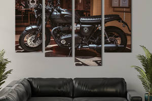 Модульная картина из 4 частей на холсте KIL Art Британский мотоцикл Триумф Бонневилле 149x106 см