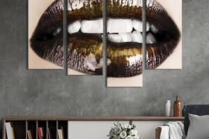 Модульная картина из 4 частей на холсте KIL Art Чёрные губы омбре 149x106 см (501-42)