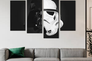 Модульная картина из 4 частей на холсте KIL Art Darth Vader and Stormtrooper Helmet 89x56 см (748-42)