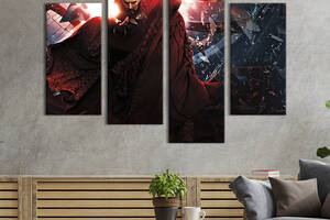 Модульная картина из 4 частей на холсте KIL Art Doctor Strange , Marvel Cinematic Universe 129x90 см (706-42)