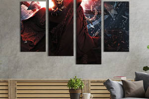 Модульная картина из 4 частей на холсте KIL Art Doctor Strange , Marvel Cinematic Universe 89x56 см (706-42)