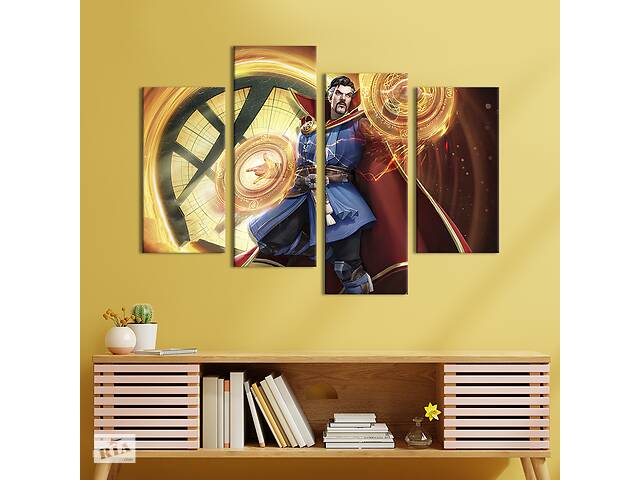 Модульная картина из 4 частей на холсте KIL Art Доктор Стрэндж - герой вселенной Марвел 89x56 см (705-42)