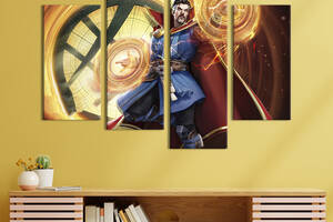 Модульная картина из 4 частей на холсте KIL Art Доктор Стрэндж - герой вселенной Марвел 149x106 см (705-42)