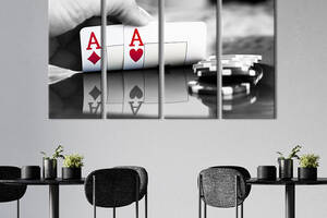 Модульная картина из 4 частей на холсте KIL Art Двойной туз в покере 209x133 см (477-41)