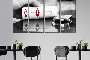 Модульная картина из 4 частей на холсте KIL Art Двойной туз в покере 149x93 см (477-41)