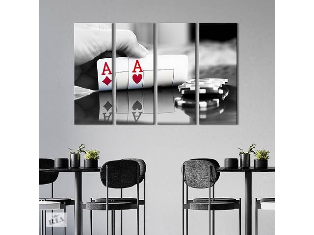 Модульная картина из 4 частей на холсте KIL Art Двойной туз в покере 89x53 см (477-41)