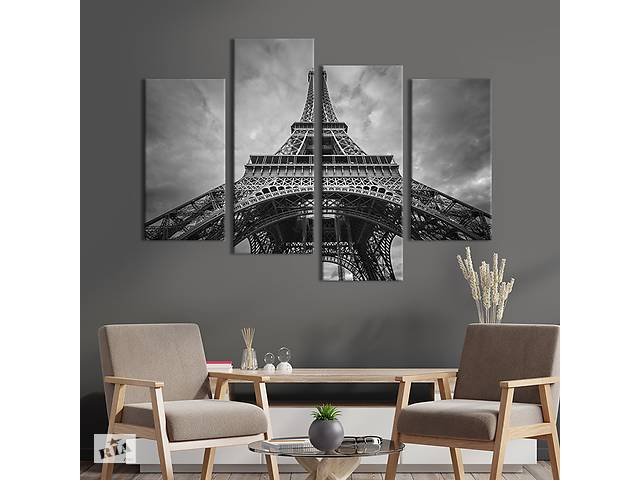 Модульная картина из 4 частей на холсте KIL Art Французская Эйфелева Башня 129x90 см (389-42)