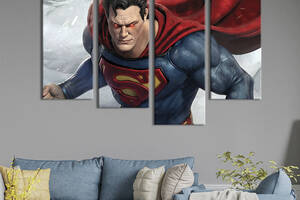 Модульная картина из 4 частей на холсте KIL Art Герой DC Супермен 129x90 см (751-42)