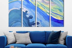 Модульная картина из 4 частей на холсте KIL Art Голубая абстракция с яркими мазками 209x133 см (5-41)