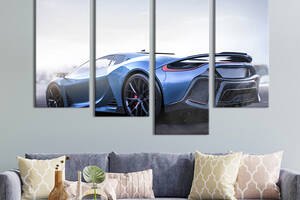 Модульная картина из 4 частей на холсте KIL Art Голубой гоночный суперкар 129x90 см (120-42)
