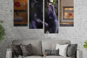 Модульная картина из 4 частей на холсте KIL Art Joker, The Dark Knight 129x90 см (718-42)
