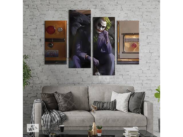 Модульная картина из 4 частей на холсте KIL Art Joker, The Dark Knight 149x106 см (718-42)