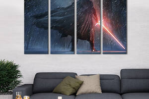 Модульная картина из 4 частей на холсте KIL Art Кайло Рен из световым мечом 209x133 см (670-41)