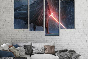 Модульная картина из 4 частей на холсте KIL Art Кайло Рен с красным световым мечом 89x56 см (670-42)
