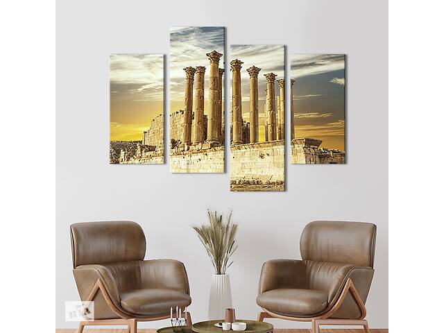 Модульная картина из 4 частей на холсте KIL Art Храм Артмемиды в городе Эфес 89x56 см (378-42)