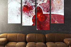 Модульная картина из 4 частей на холсте KIL Art Хрупкая красно-белая абстракция 89x56 см (16-42)
