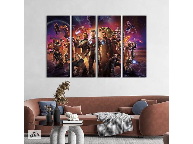 Модульная картина из 4 частей на холсте KIL Art Команда Мстителей 209x133 см (683-41)