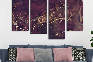 Модульная картина из 4 частей на холсте KIL Art Королевский пурпурный мрамор 149x106 см (53-42)