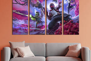 Модульная картина из 4 частей на холсте KIL Art Космическая команда супергероев Стражи Галактики 89x53 см