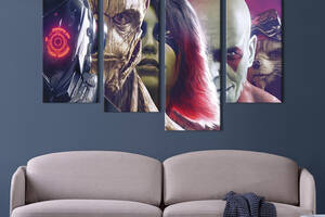 Модульная картина из 4 частей на холсте KIL Art Космические супергерои Стражи Галактики 89x56 см (727-42)