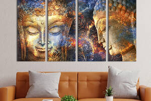 Модульная картина из 4 частей на холсте KIL Art Космический портрет будды 89x53 см (83-41)