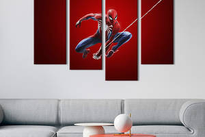 Модульная картина из 4 частей на холсте KIL Art Костюм Человека-паука 89x56 см (672-42)