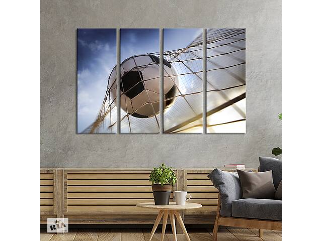 Модульная картина из 4 частей на холсте KIL Art Кожаный футбольный мяч 209x133 см (479-41)