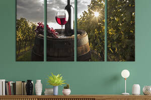 Модульная картина из 4 частей на холсте KIL Art Красное вино на винограднике 209x133 см (281-41)