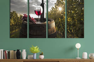 Модульная картина из 4 частей на холсте KIL Art Красное вино на винограднике 149x93 см (281-41)
