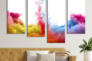 Модульная картина из 4 частей на холсте KIL Art Красочный абстрактный дым 129x90 см (12-42)