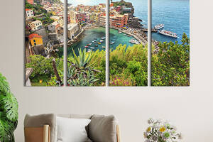 Модульная картина из 4 частей на холсте KIL Art Красивый вид на Чинкве-Терре в Италии 209x133 см (352-41)