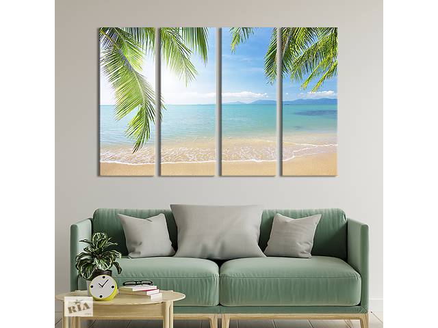 Модульная картина из 4 частей на холсте KIL Art Красивый пляж на Пальма-де-Майорка 209x133 см (412-41)
