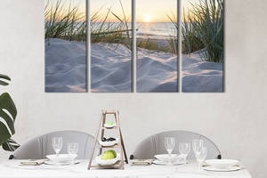 Модульная картина из 4 частей на холсте KIL Art Красивый белый песок на берегу Балтийского моря 209x133 см (436-41)