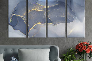 Модульная картина из 4 частей на холсте KIL Art Красивый лазурный мрамор 209x133 см (47-41)