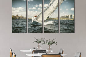 Модульная картина из 4 частей на холсте KIL Art Красивая спортивная яхта 209x133 см (483-41)