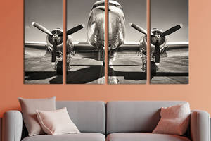 Модульная картина из 4 частей на холсте KIL Art Красивый сияющий самолёт 149x93 см (101-41)