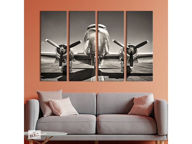 Модульная картина из 4 частей на холсте KIL Art Красивый сияющий самолёт 149x93 см (101-41)