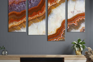 Модульная картина из 4 частей на холсте KIL Art Красивый мрамор 129x90 см (13-42)