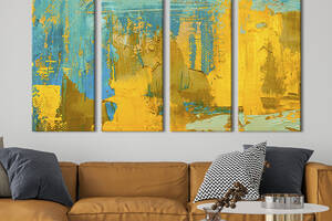 Модульная картина из 4 частей на холсте KIL Art Красивое сочетание жёлтой и голубой красок 89x53 см (15-41)