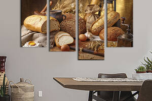 Модульная картина из 4 частей на холсте KIL Art Красивый хлебный натюрморт 129x90 см (285-42)