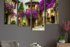 Модульная картина из 4 частей на холсте KIL Art Красивая архитектура Прованса 89x56 см (330-42)