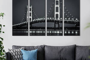 Модульная картина из 4 частей на холсте KIL Art Красивый чёрно-белый мост 89x53 см (361-41)