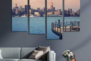 Модульная картина из 4 частей на холсте KIL Art Красивый вид Нью-Йорка с обзорной площадки 149x106 см (369-42)