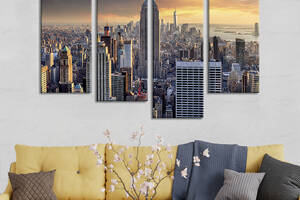 Модульная картина из 4 частей на холсте KIL Art Красивые небоскрёбы в огромном Нью-Йорке 89x56 см (370-42)