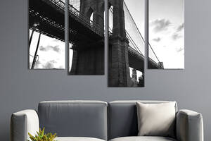 Модульная картина из 4 частей на холсте KIL Art Красивый Бруклинский мост 129x90 см (379-42)