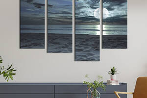 Модульная картина из 4 частей на холсте KIL Art Красивая луна над пляжем 149x106 см (407-42)