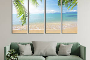 Модульная картина из 4 частей на холсте KIL Art Красивый пляж на Пальма-де-Майорка 149x93 см (412-41)